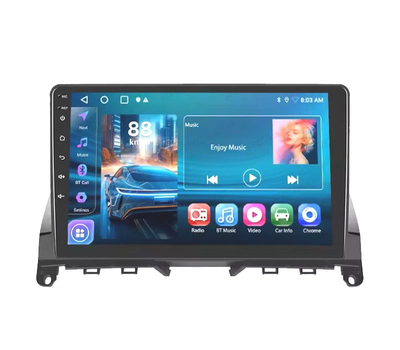 RÁDIO GPS 9'' ANDROID 13 MERCEDES-BENZ CLASSE C W204 07-10 4GB+64GB