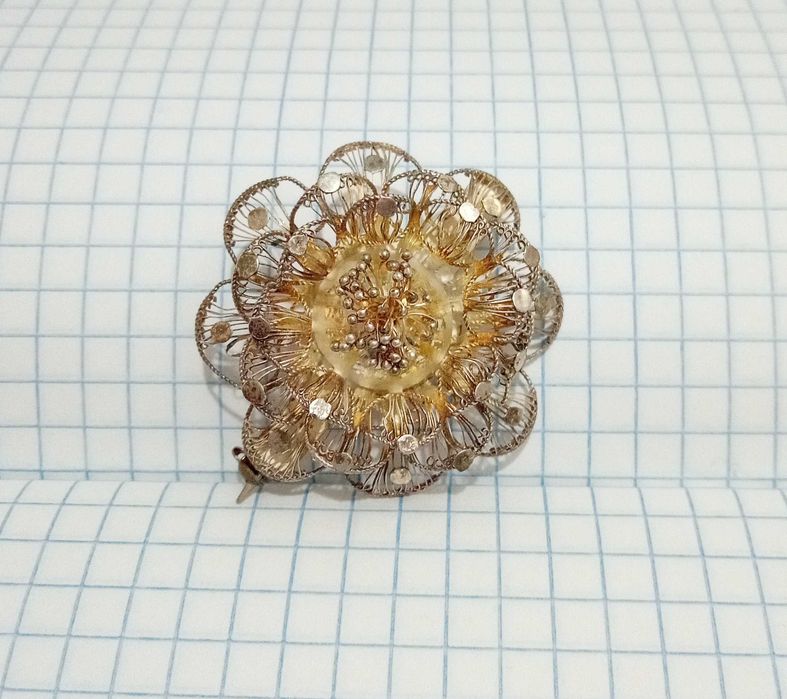 Срібна вінтажна брошка брошь Серебро 800 скань Цветок