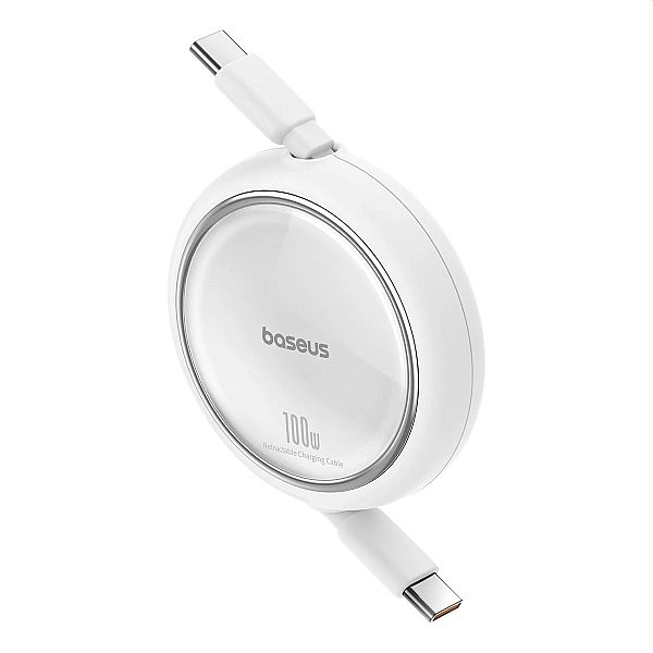 Kabel wysuwany Baseus Free2Draw Mini USB-C - USB-C 100W 1m - biały