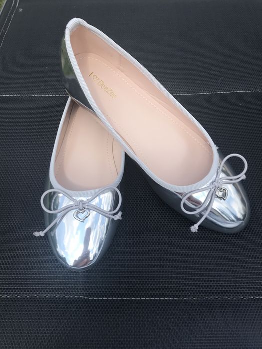 Balerinki damskie srebrne