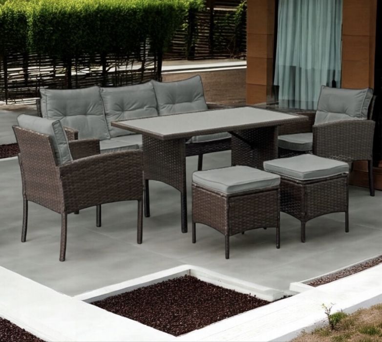 Meble ogrodowe technorattan SOFA fotele pufy stół  nowe