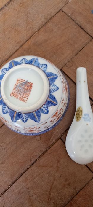 Taça e colher porcelana chinesa