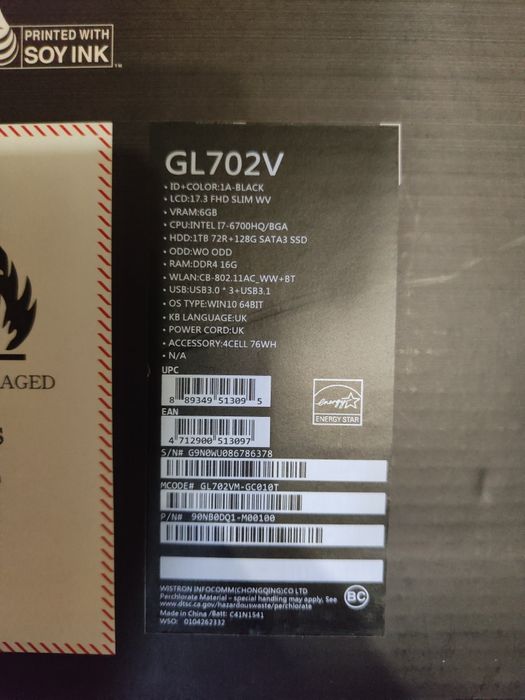 Ноутбук ігровий потужний геймерський vr gtx 1060 6gb intel