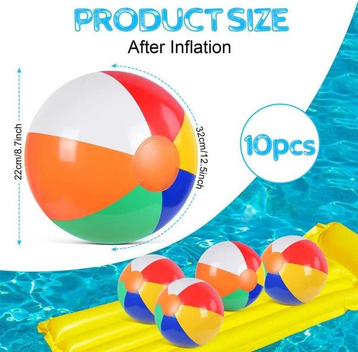 8 x Nadmuchiwane kule wodne, piłka plażowa, piłka plażowa, na basen