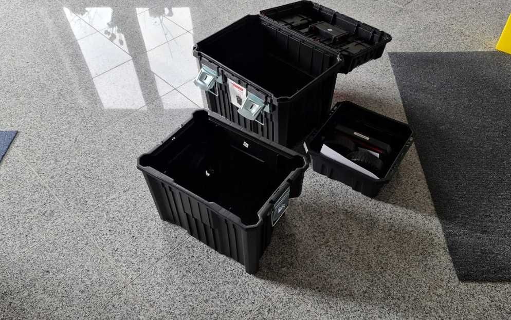 Mocna Narzędziowa Skrzynka Na Kółkach Modułowa Duża Czarna Budowa Dom