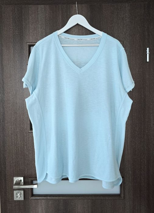 Błękitny oversizowy t-shirt Calvin Klein XL