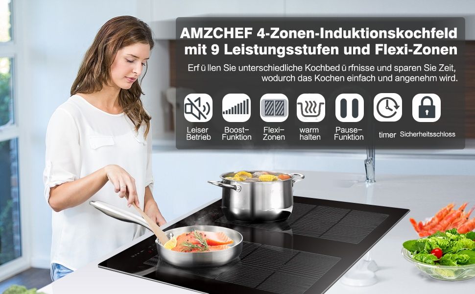 Nowa czteropalnikowa Płyta Indukcyjna pod zabudowę Amzchef 60cm