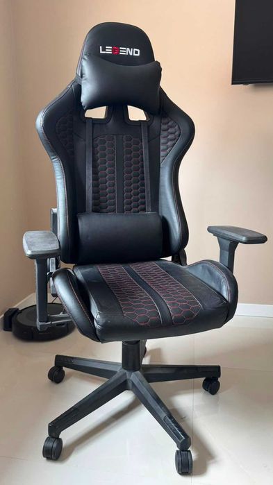 Cadeira gaming NIBE pele sintética preto/vermelho