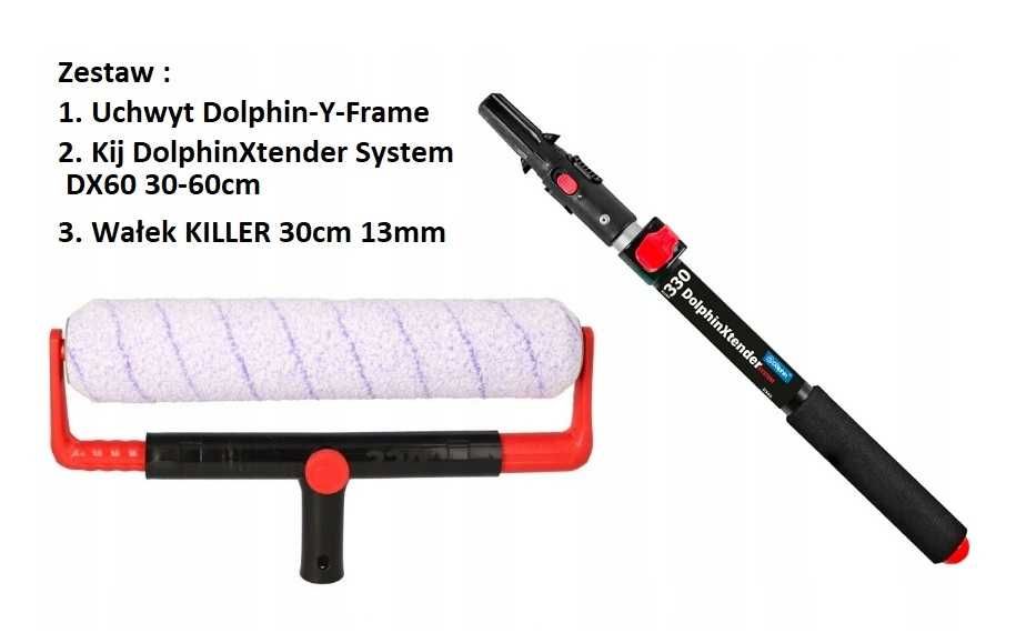 Zestaw Wałek 30cm Kij teleskopowy i regulowany uchwyt Bluedolphin