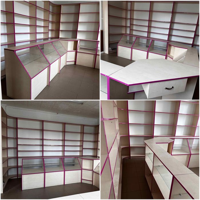 Прилавки, вітрини, стелажі