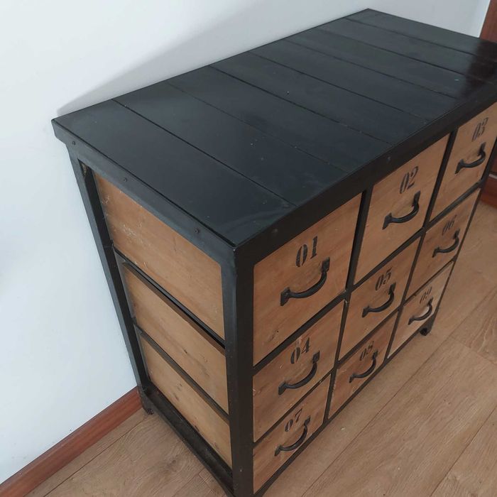 Móvel estilo industrial madeira e metal - 78x75x35 cm