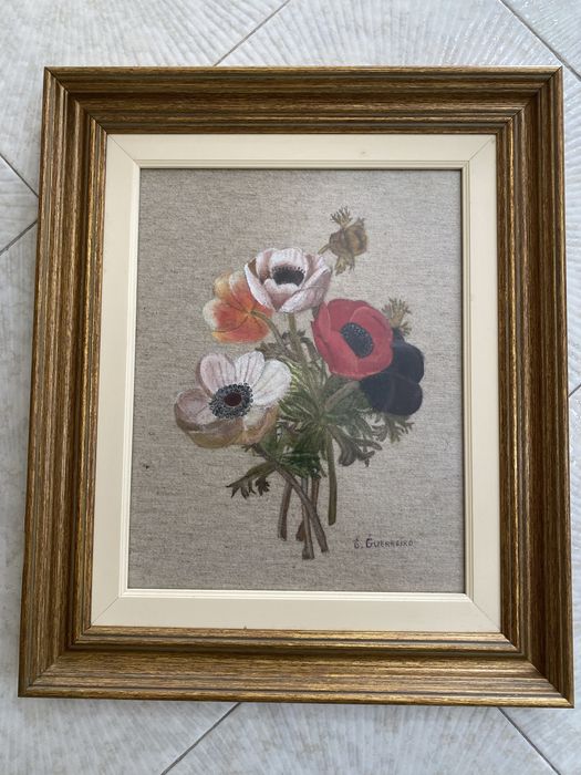 2 Quadros pintados a mão em tecido