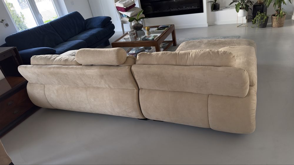 Sofá Beje Chaise Longue 3 lugares