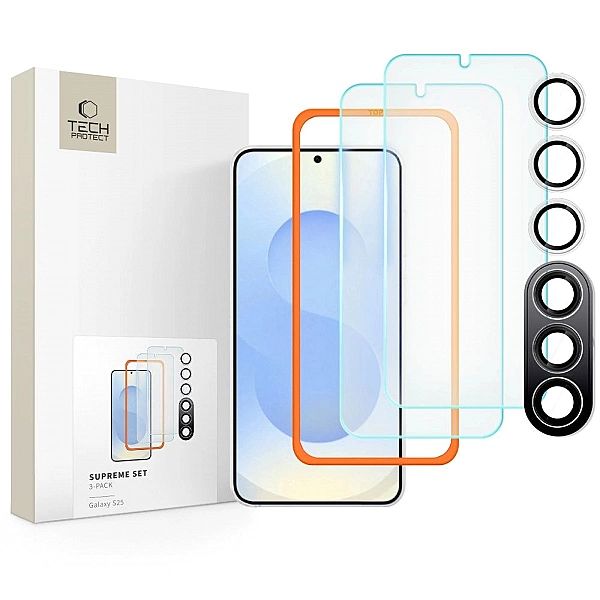Szkło Hartowane Tech-Protect Supreme Set 3-Pack Galaxy S25 Clear
