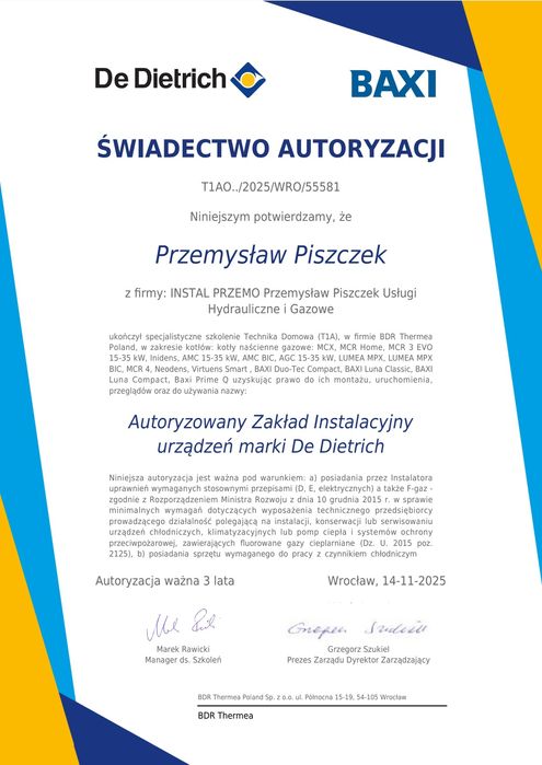 Usługi hydrauliczne i gazowe Hydraulik Gazownik INSTAL PRZEMO