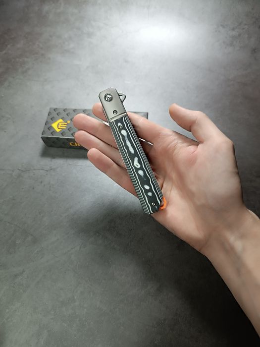 Складной нож СМ-142, D2 "Серая Волна" G10 с оранжевым торцом