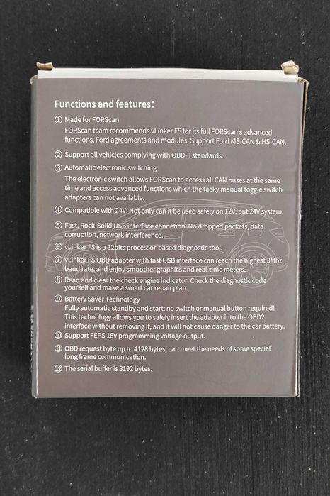 Interface OBD2 vLinker FS USB