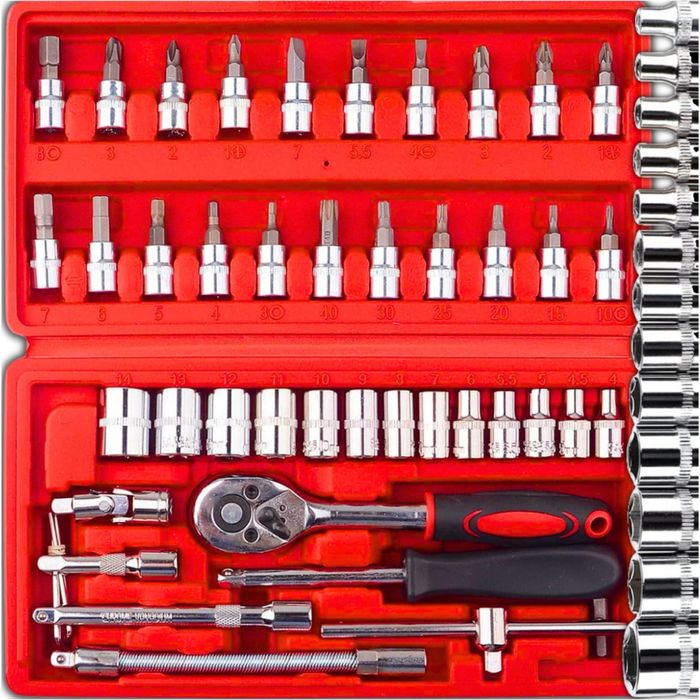 Zestaw kluczy nasadowych narzędzia torx nasadki grzechotka 46 el