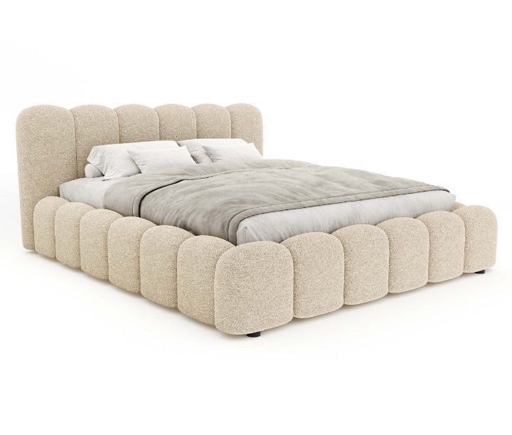 Łóżko boucle beżowe 180/200