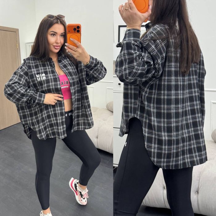 Жіноча стильна сорочка у клітинку