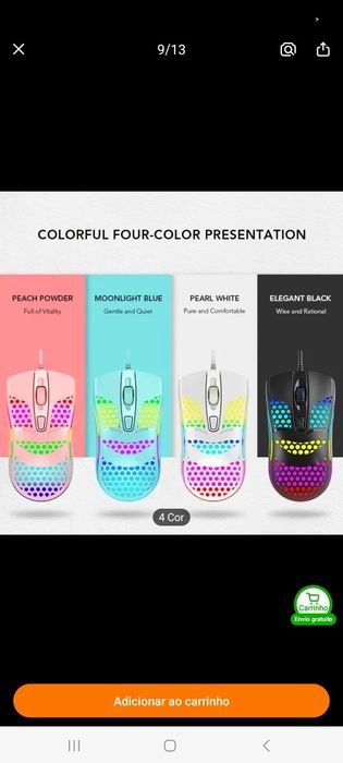 Rato gaming rgb desconto natal 50%off BRANCO