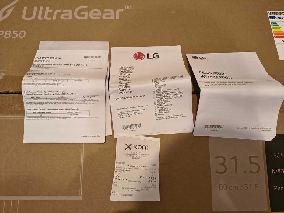Monitor LG UltraGear 32" IPS 180Hz HDR 2K GWARANCJA