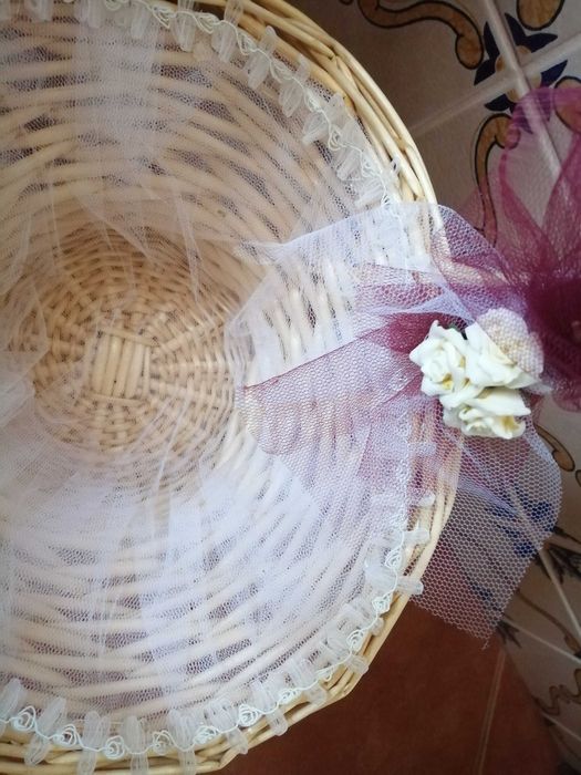 Cestos forrados a tule p/lembranças batizado e casamento