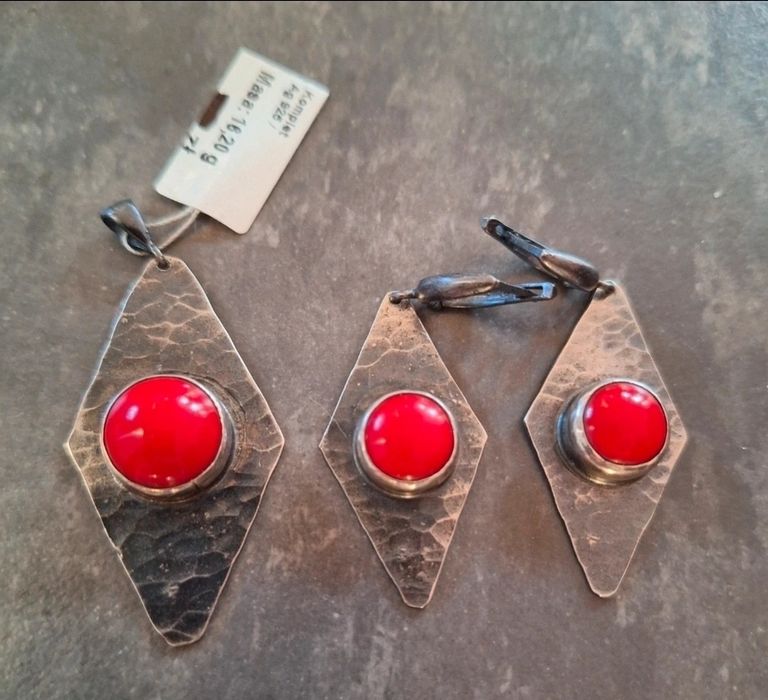 Komplet srebro kolczyki i zawieszka