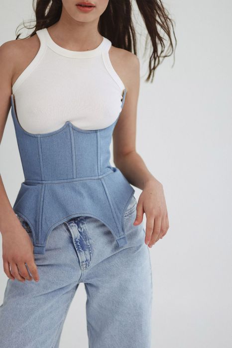 Корсет, баска, з деніму в стилі the Coat, Mon Blanche