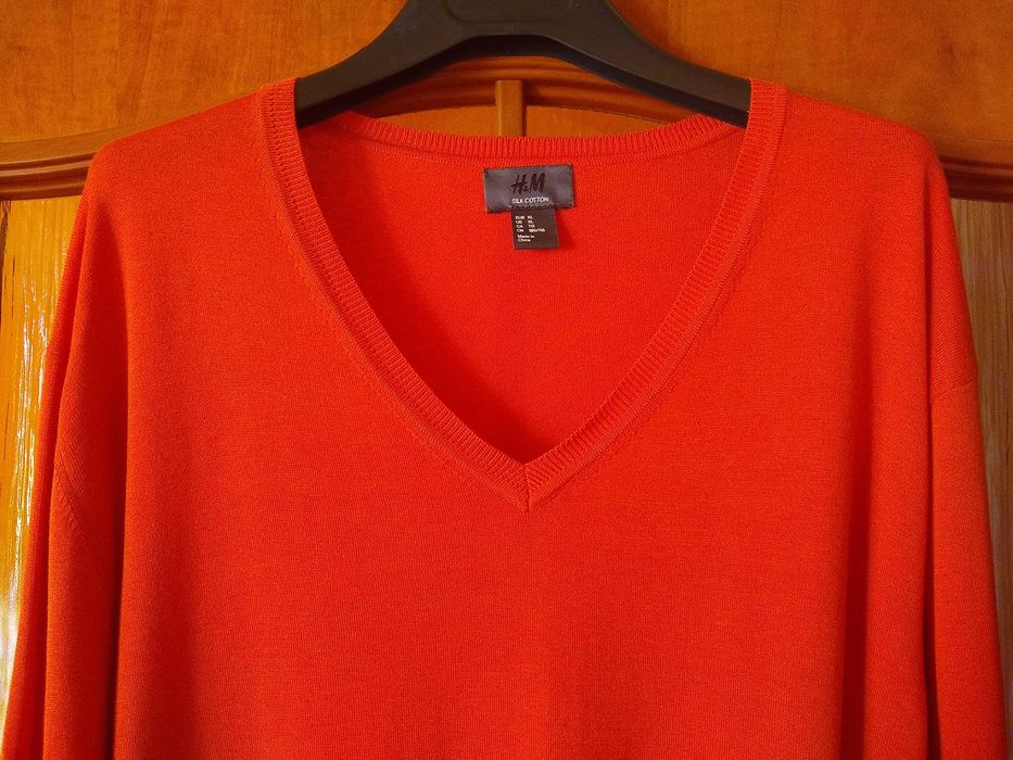 H&M  Elegancki męski lekki sweter jedwabny, 55% Jedwab, Rozmiar XL