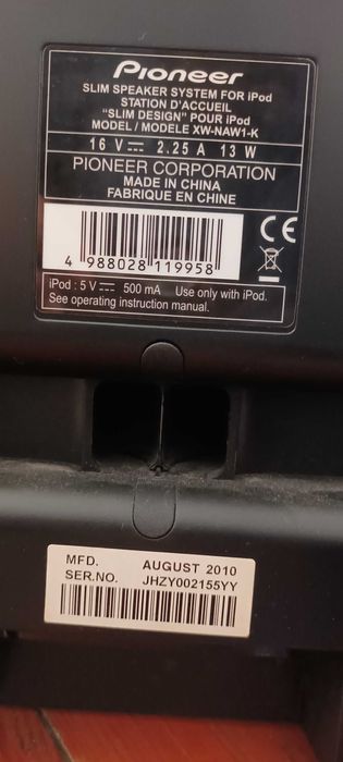 Pionner XW-NAW1-K Altavoz iPod