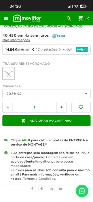 Mesa tampo de vidro 120x120 com 1 ano transporte a cargo de comprador