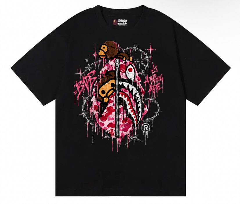 Футболка BAPE Custom Pink Camo Logo унисекс бейп черная тишка Новые модели отличный вариант на подарок