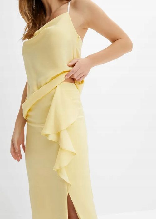 B.P.C żółta spódnica midi z falbaną ^40