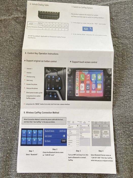 Módulo Wireless Apple CarPlay + Android Auto Toyota Touch2 / Entune 2.0 — NOVO, kit completo