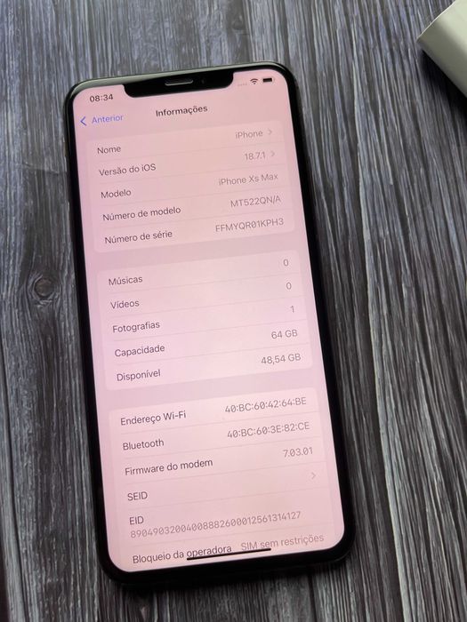 iPhone XS Max 64GB Dourado Desbloqueado Com Novo