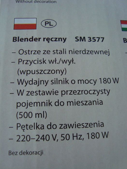 Blender, rozdrabniacz, mikser z  pojemnikiem - nowy