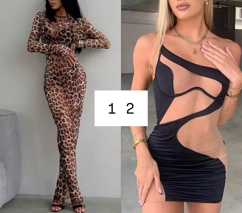 Распродажа Платье черное мини с прозрачными вставками голое платье Лео