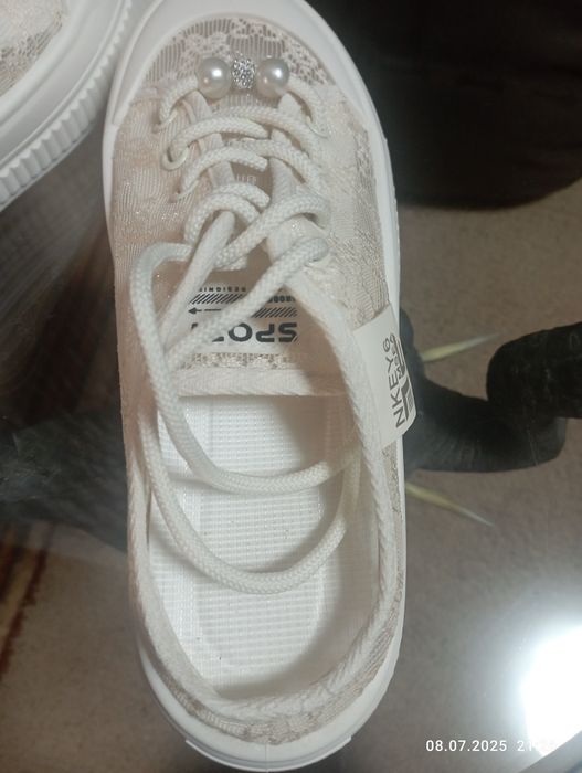 Кеды женские летние, открытые, с кружевом