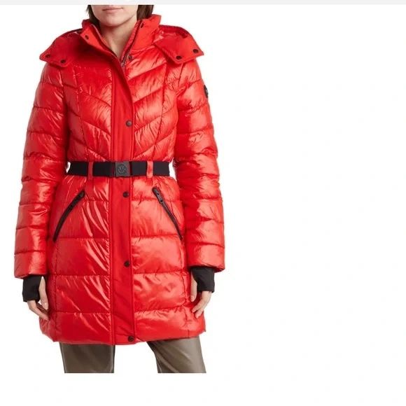 Michael Kors Red size XL Hooded Puffer Jacket
