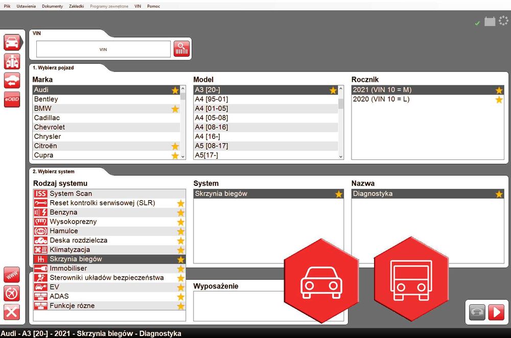 Polski program diagnostyczny do interfejsów testerów multidiag pro +
