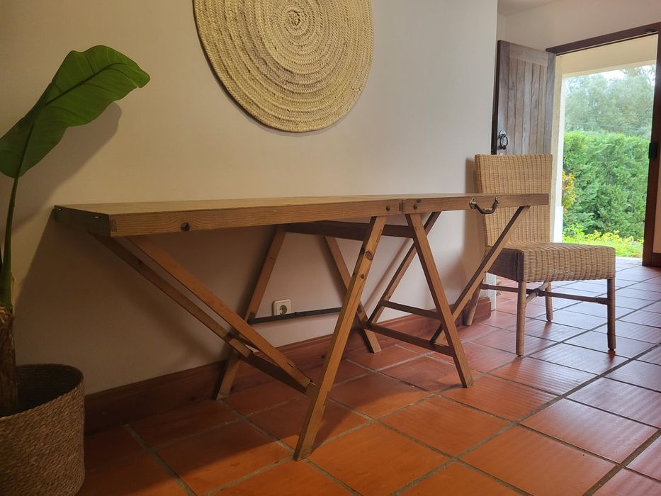 4 cadeiras, cabide, mesa desmontável, vintage, rustico