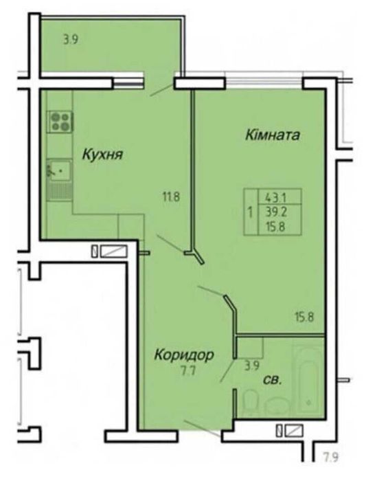 Продаж 1кім. вул. Нечая