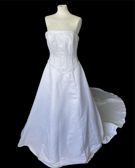 Suknia ślubna 2YK vintage Sincerity Bridal L 40 tren katedralny retro