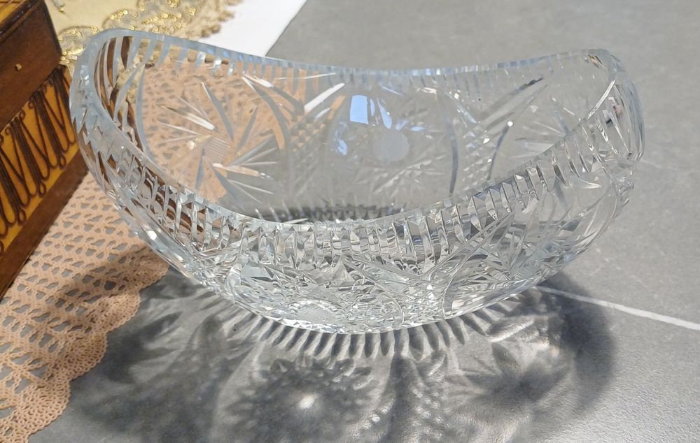 Kryształowa misa gondola łódka żardoniera PRL