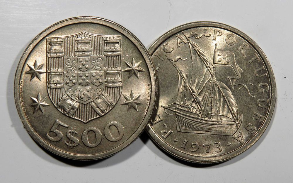 Moedas Republica - 5$ 1972, 1973 1974 e 1978 - NOVAS DE ROLO - Só 2,5€ cada