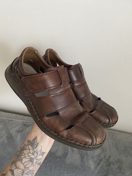 Sandaly meskie typu polbuty Rieker skorzane 42