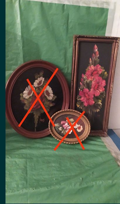 Quadro antigo com flores