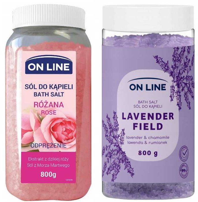 2 x On Line Różana 800g sól do kąpieli ekstrakt z dzikiej róży + Lawenda