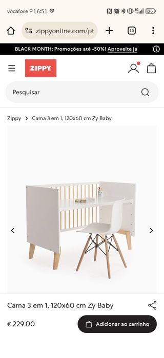 Berço bebé 3 em 1 Zippy